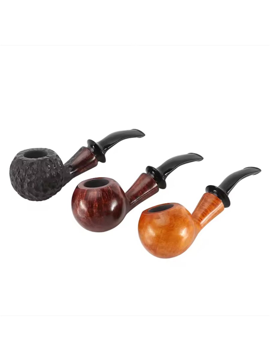 Curved Palm Style Stone Camellia Wood Pipe