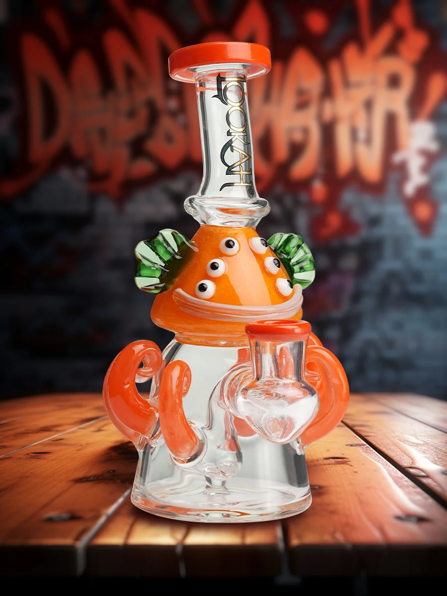 8" Mini Cute Six Eyes Clown Octopus Dab Rig orange 8" Mini Cute Six Eyes Clown Octopus Dab Rig orange