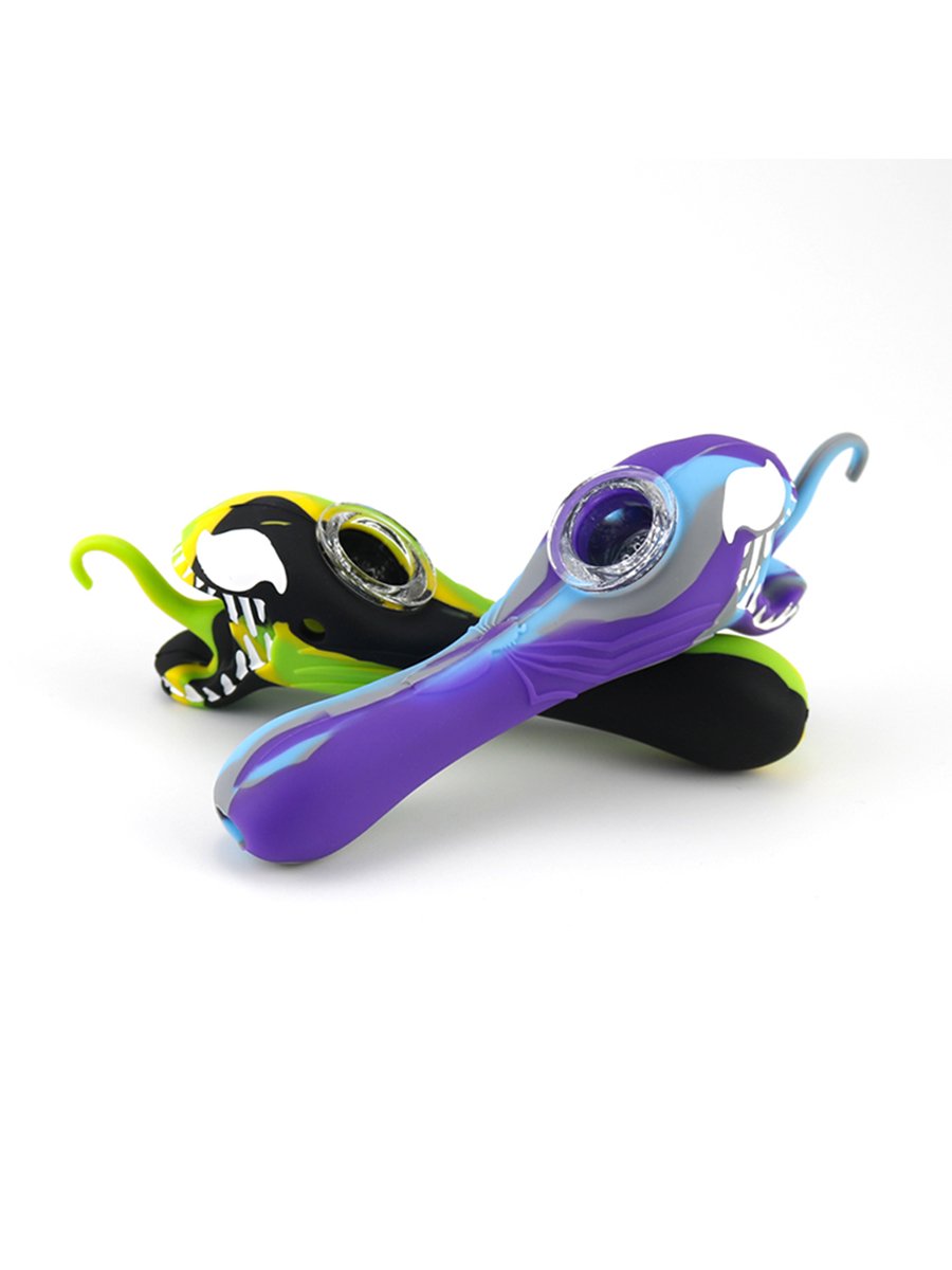 Mix Colors Tongue Venom Color Printed Silicone Pipe2 Mix Colors Tongue Venom Color Printed Silicone Pipe2