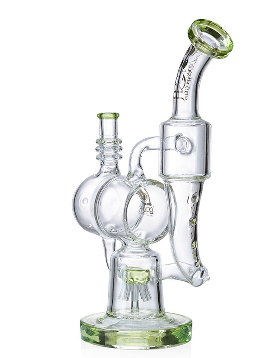 Platinum Glass Recycler Bong, Colors: Clear Green, 3 image Platinum Glass Recycler Bong, Colors: Clear Green, 3 image