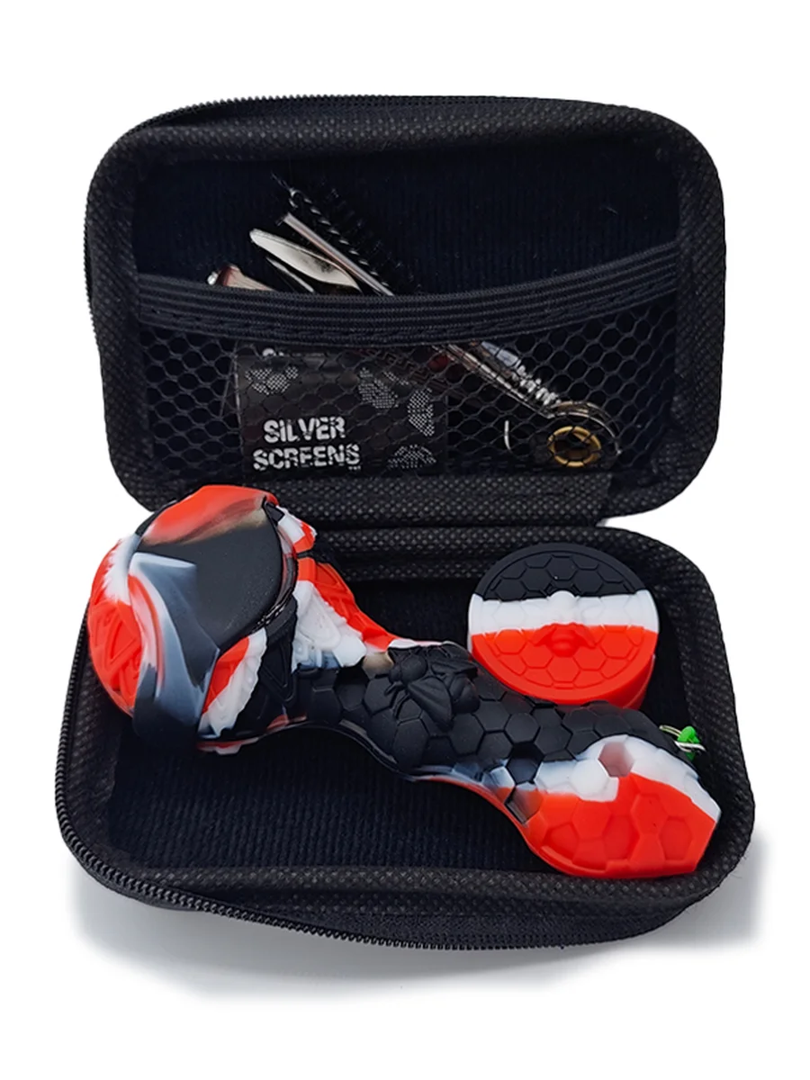 Honeycomb Silicone Pipe Set, Color: Yellowish green, 7 image Honeycomb Silicone Pipe Set, Color: Yellowish green, 7 image