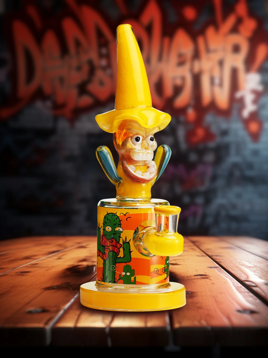 Lookah Bong 10.6" Cool Hooded Cactus Glass Water Pipe yellow Lookah Bong 10.6" Cool Hooded Cactus Glass Water Pipe yellow