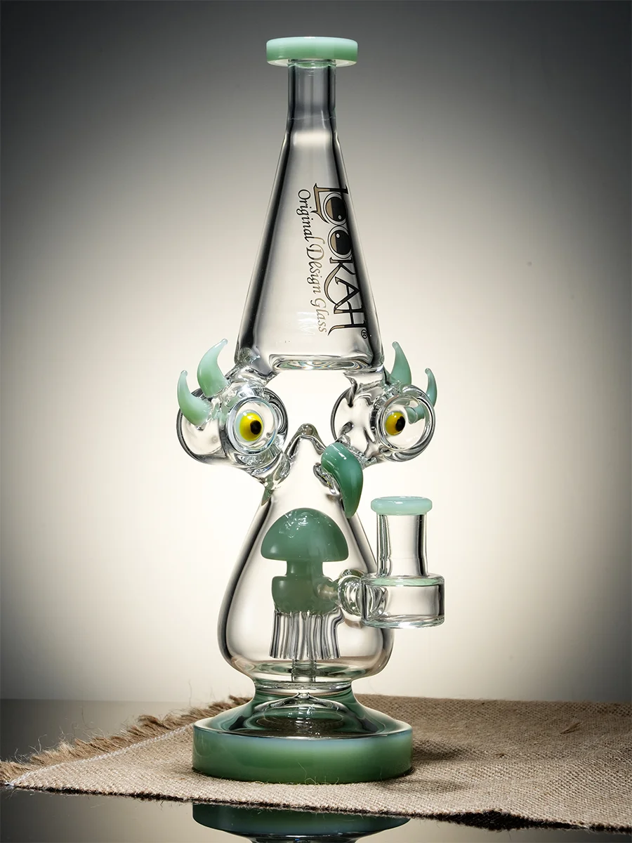 Clear Green  Recycler Color Rim Big Eyes Water Pipe