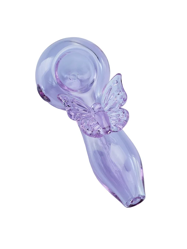 Purple Butterfly Glass Pipe, Color: Purple