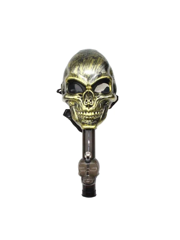 Third-Generation Skull Silicone Gas Mask Bong Gold Third-Generation Skull Silicone Gas Mask Bong Gold
