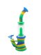 Silicone Smoking Pipe with Glass Bowl, Color: Yellow-Green-Blue