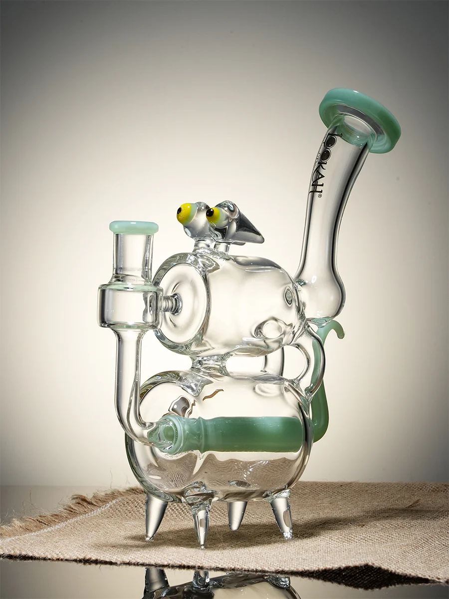 Clear Green Cute Recycler Double Chamber Percolator Water Pipe Clear Green Cute Recycler Double Chamber Percolator Water Pipe