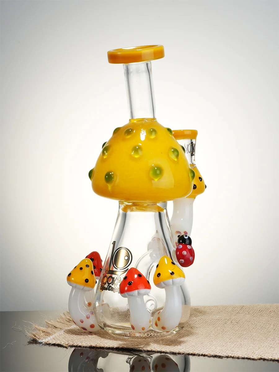 Lookah  8.5" Mini Cute Mushroom Glass Bong, Colors: Yellow, 3 image