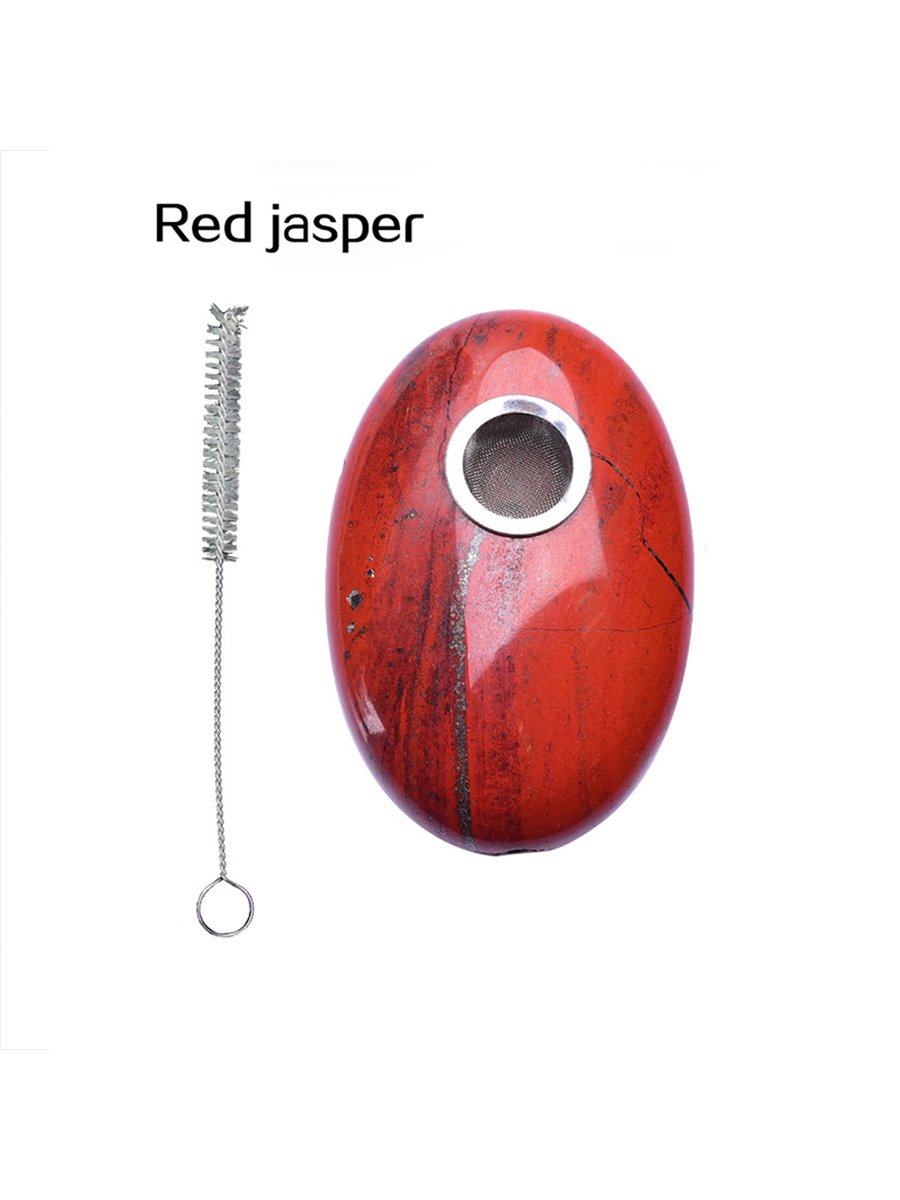 Oval Crystal Quartz Pipe, Color: Red Jasper, 3 image