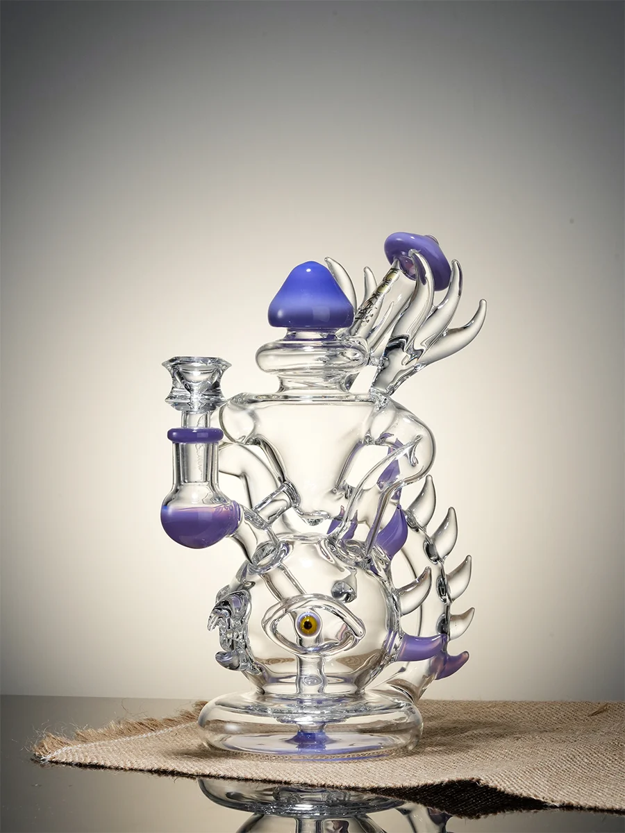 Lookah Rig 8.7" Novelty Rare Hourglass Spine Dab Rig, Colors: Purple, 6 image Lookah Rig 8.7" Novelty Rare Hourglass Spine Dab Rig, Colors: Purple, 6 image
