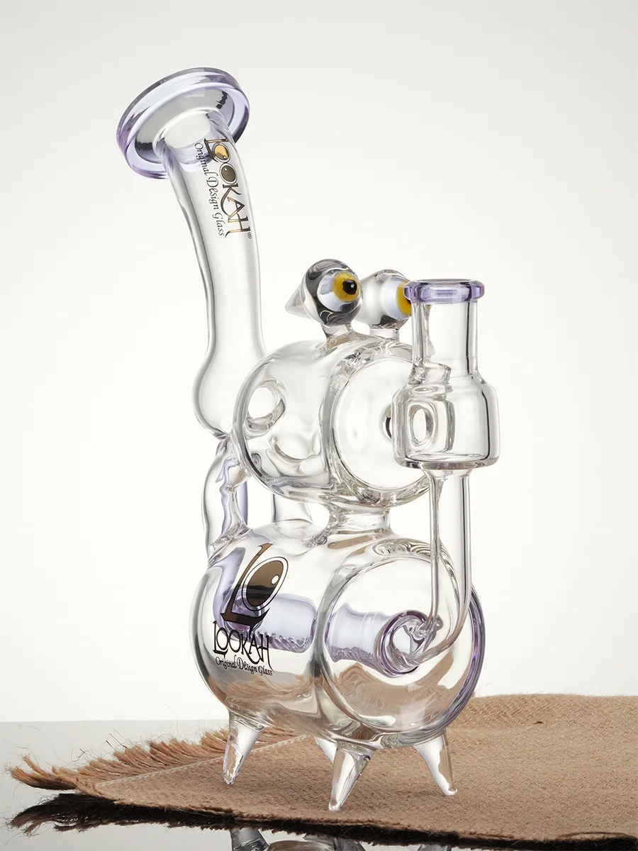 Lookah Bong 9" Cute Recycler Double Chamber Perc Water Pipe, Colors: Blue, 4 image Lookah Bong 9" Cute Recycler Double Chamber Perc Water Pipe, Colors: Blue, 4 image