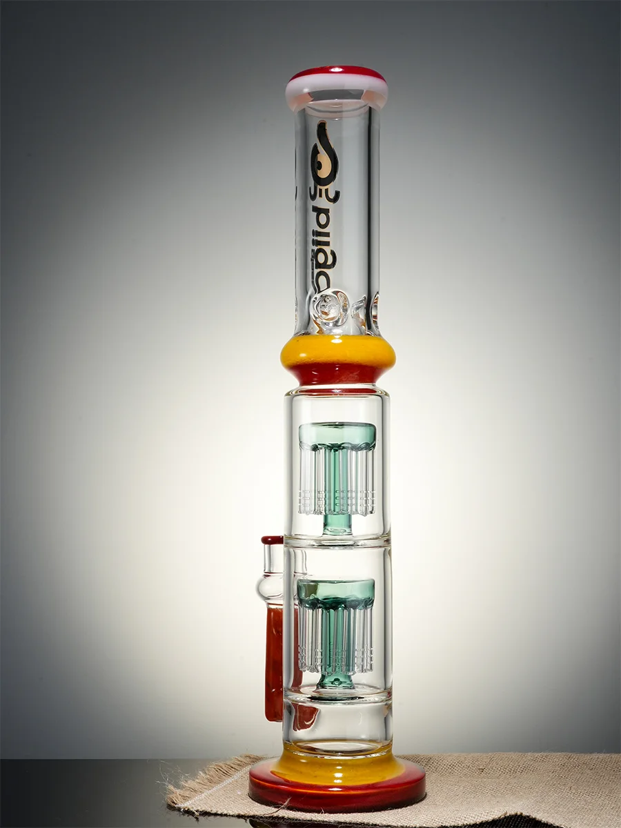 Lookah Bong 16" StraightTube Double Stacked Tree Perc Water Pipe, Colors: R, 3 image Lookah Bong 16" StraightTube Double Stacked Tree Perc Water Pipe, Colors: R, 3 image