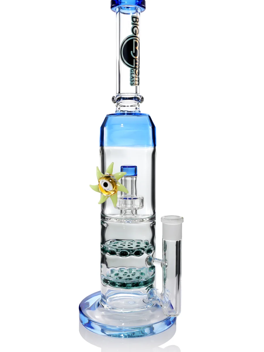 Eye Sentry Double Honeycomb Perc Glass Bong