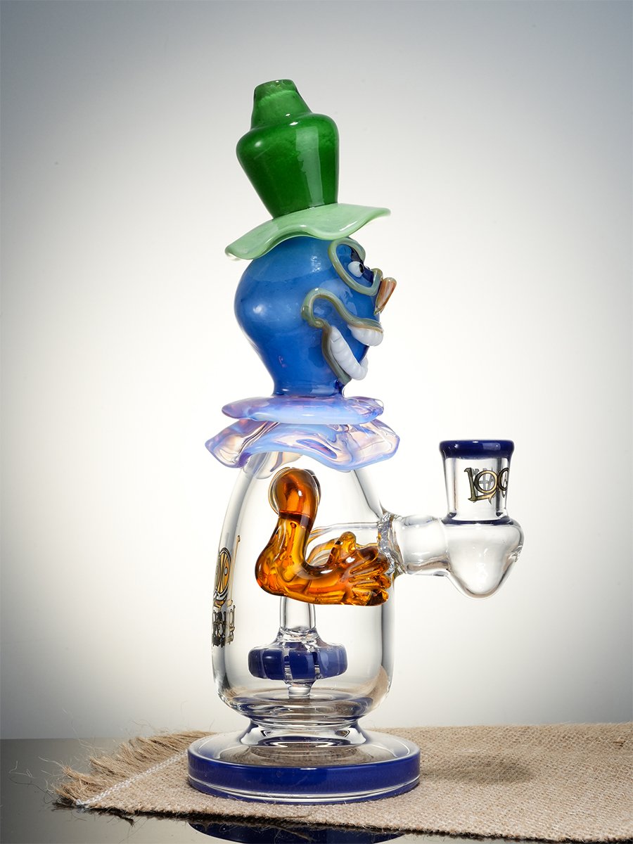 Lookah 9.5" Small Face-Painted Clown Glass Bong, Colors: Wathet Blue, 2 image