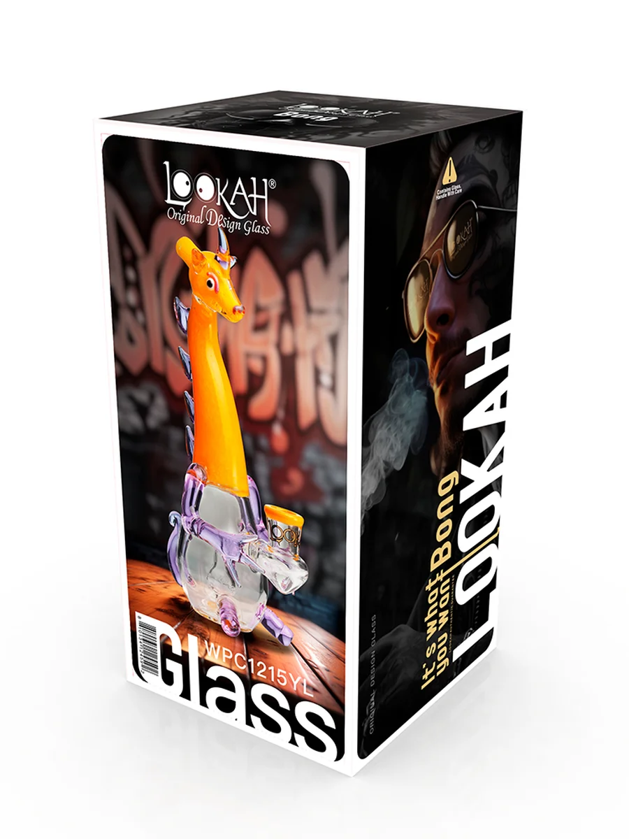 Lookah Bong  8.6" Mini Cute Elegant Hippo Glass Water Pipe, Colors: Yellow, 2 image Lookah Bong  8.6" Mini Cute Elegant Hippo Glass Water Pipe, Colors: Yellow, 2 image