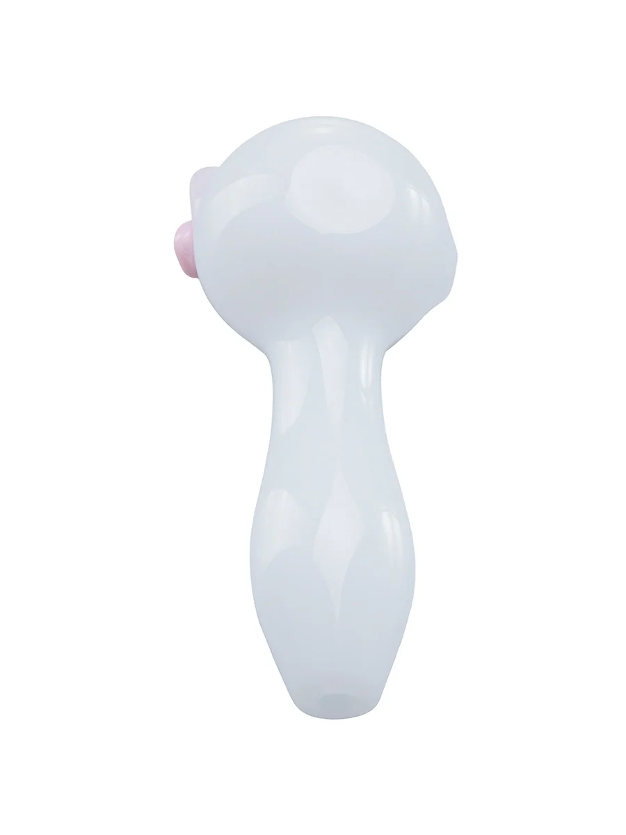 Girly Cute White Hello Kitty Cat Glass Spoon Pipe with Pink Bow, 2 image Girly Cute White Hello Kitty Cat Glass Spoon Pipe with Pink Bow, 2 image