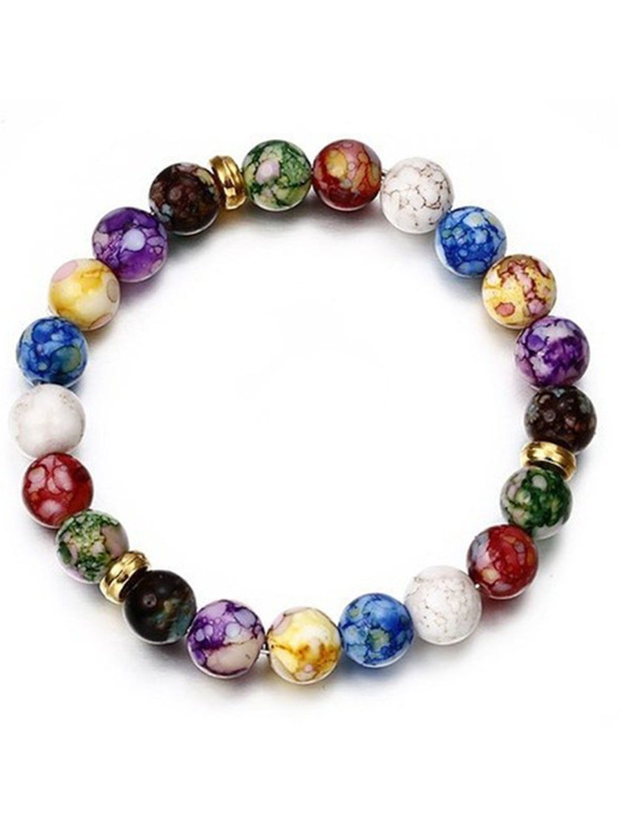 Colorful Chakra Crystal Bracelet Wristband, Color: White, 2 image Colorful Chakra Crystal Bracelet Wristband, Color: White, 2 image