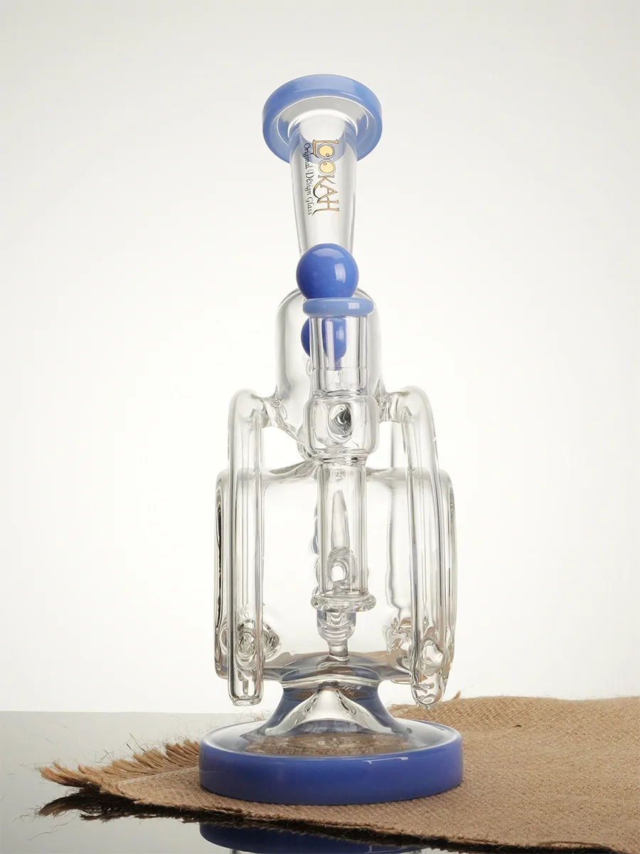 Lookah 10" Orbital Double Chamber Recycler Glass Bong, Colors: Blue, 2 image Lookah 10" Orbital Double Chamber Recycler Glass Bong, Colors: Blue, 2 image
