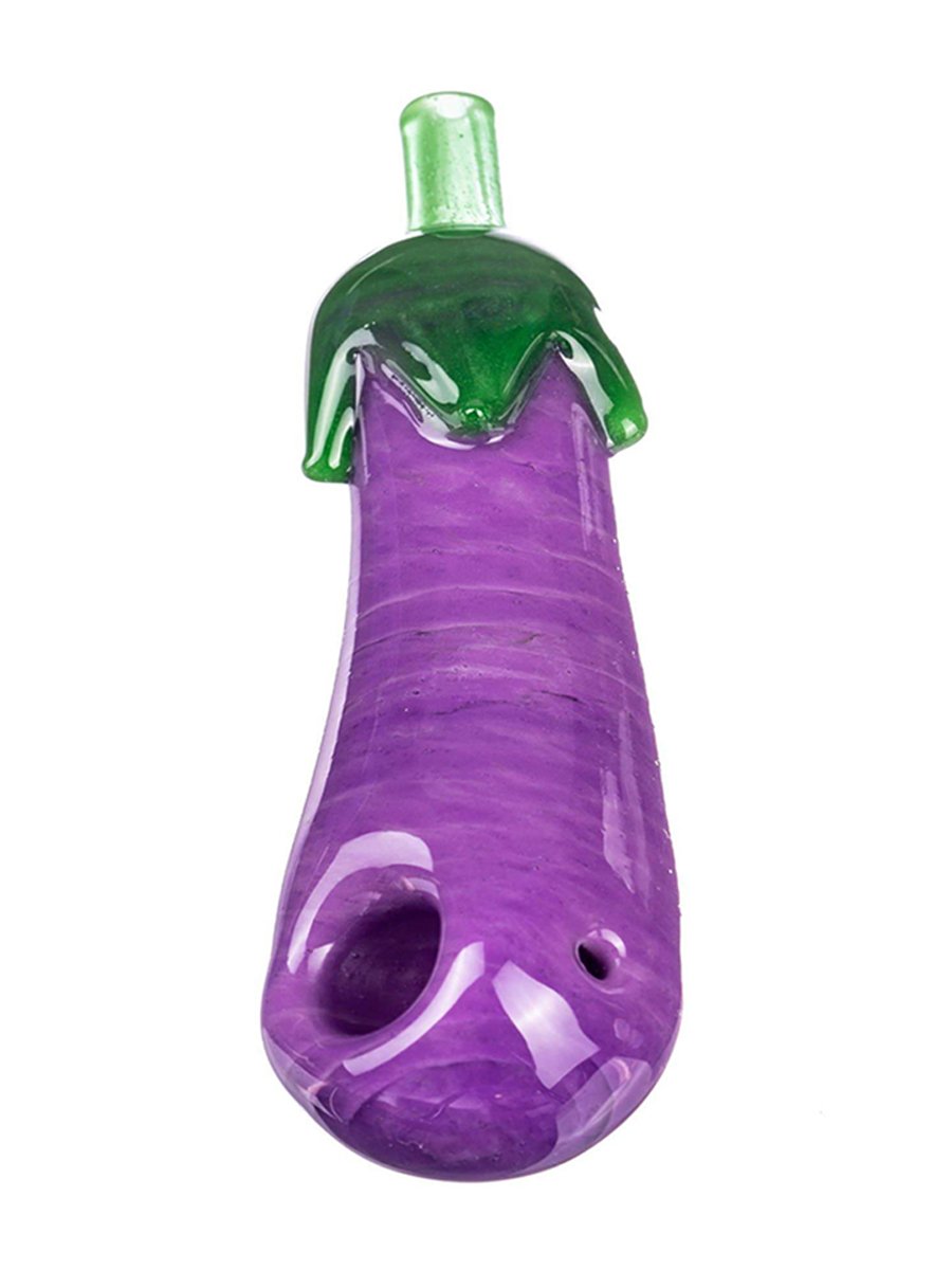 Purple Eggplant Glass Pipe, 3 image Purple Eggplant Glass Pipe, 3 image