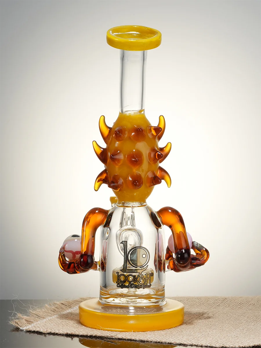 Lookah Bong 9" Turbine Perc Funny Looks Water Pipe, Colors: Yellow, 6 image Lookah Bong 9" Turbine Perc Funny Looks Water Pipe, Colors: Yellow, 6 image