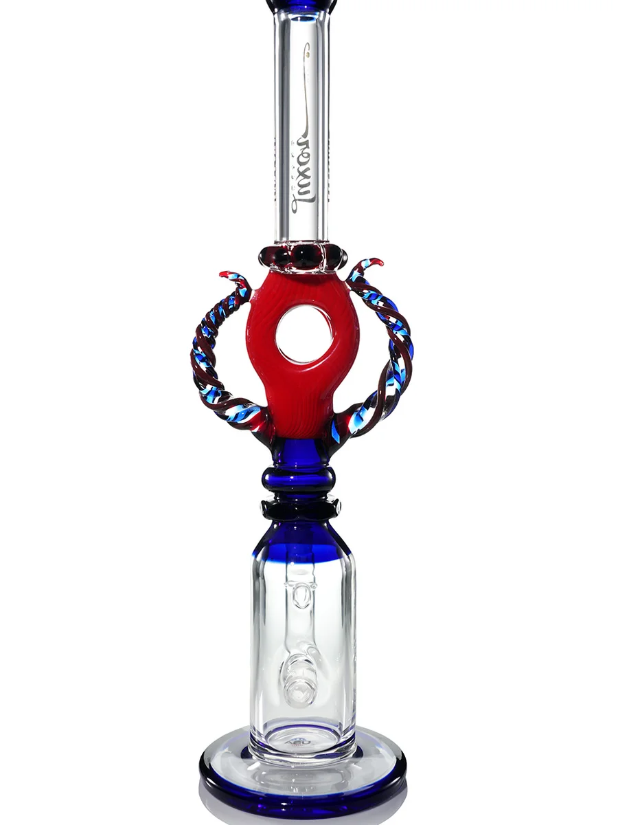 Straight Tube Red Bull 's-eye Glass Bong Straight Tube Red Bull 's-eye Glass Bong