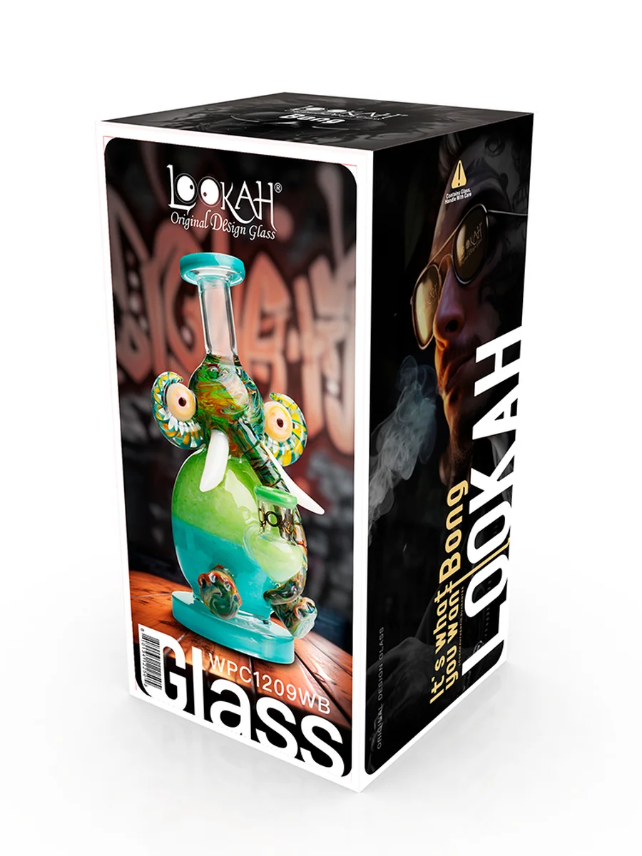 Lookah Rig 8" Mini Multicolored Elephant Dab Rig - Water Blue, Colors: Dark Green, 3 image Lookah Rig 8" Mini Multicolored Elephant Dab Rig - Water Blue, Colors: Dark Green, 3 image