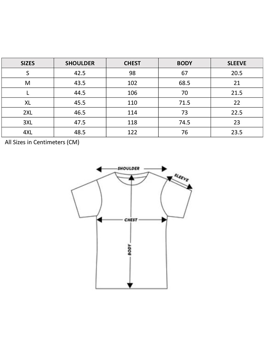 T-Shirt Size Chart CM