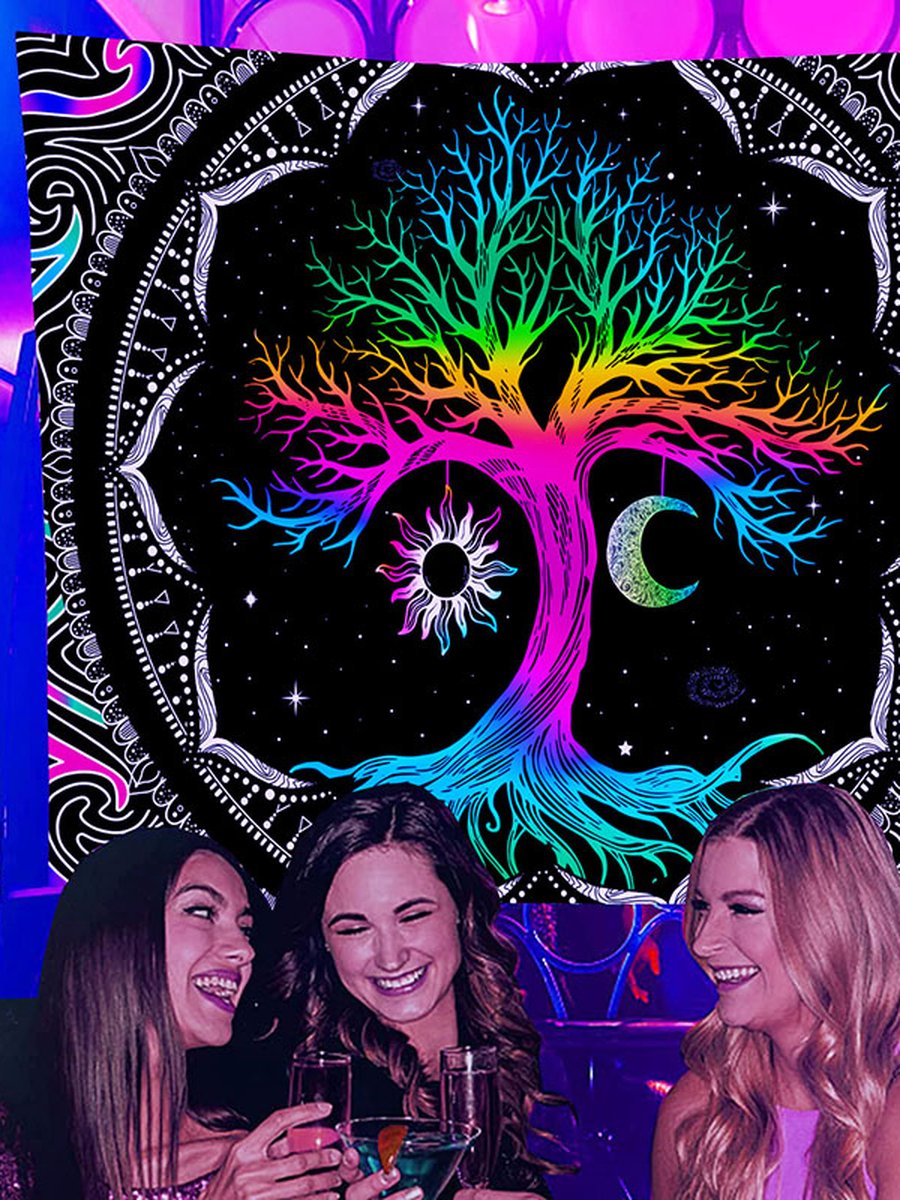 Tree of life Fluorescent Tapestry, Size: 37.40x28.74inch, 4 image Tree of life Fluorescent Tapestry, Size: 37.40x28.74inch, 4 image