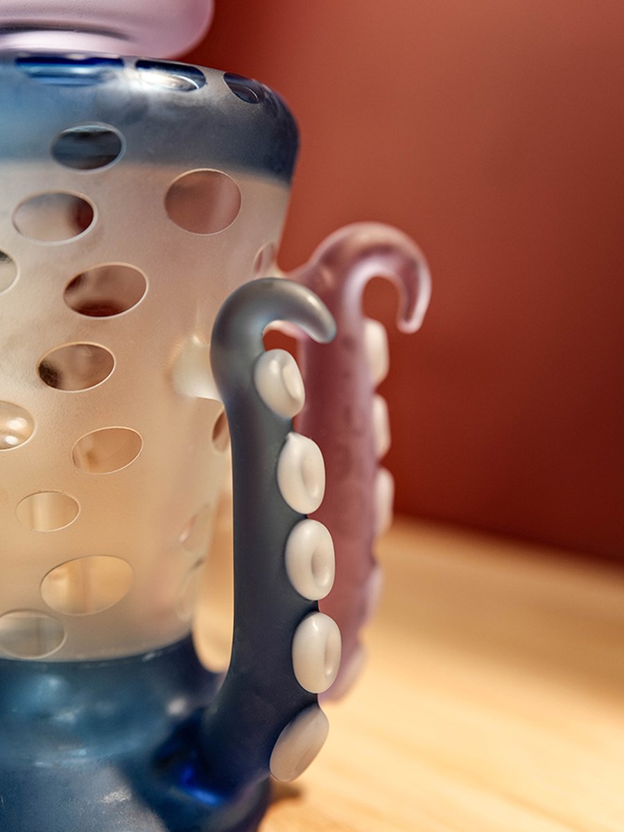 10.5 " Octopus Bong | Frosted Glass, Colors: Purple