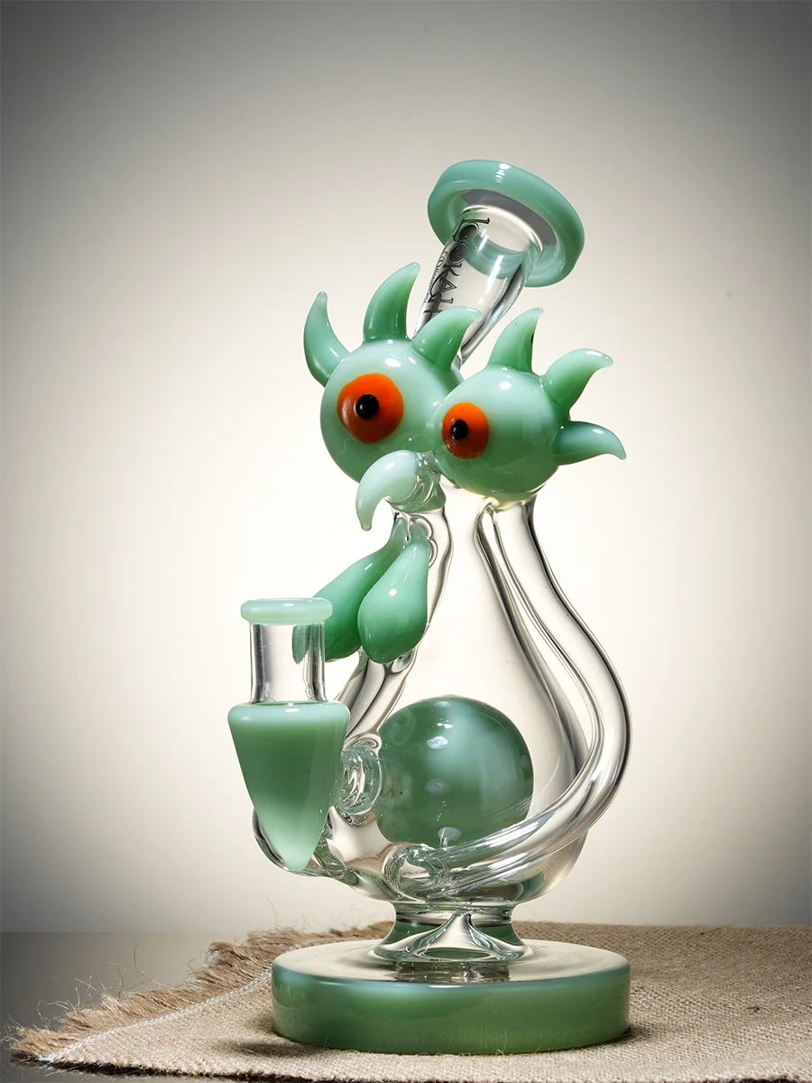 Lookah Bong  9&quot; Cool Recycler Beast Water Pipe  green
