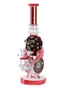 Lookah Bong 12.5 " Cool Gothic Skull Glass Bong with Donut Chamber - Red, Colors: Red