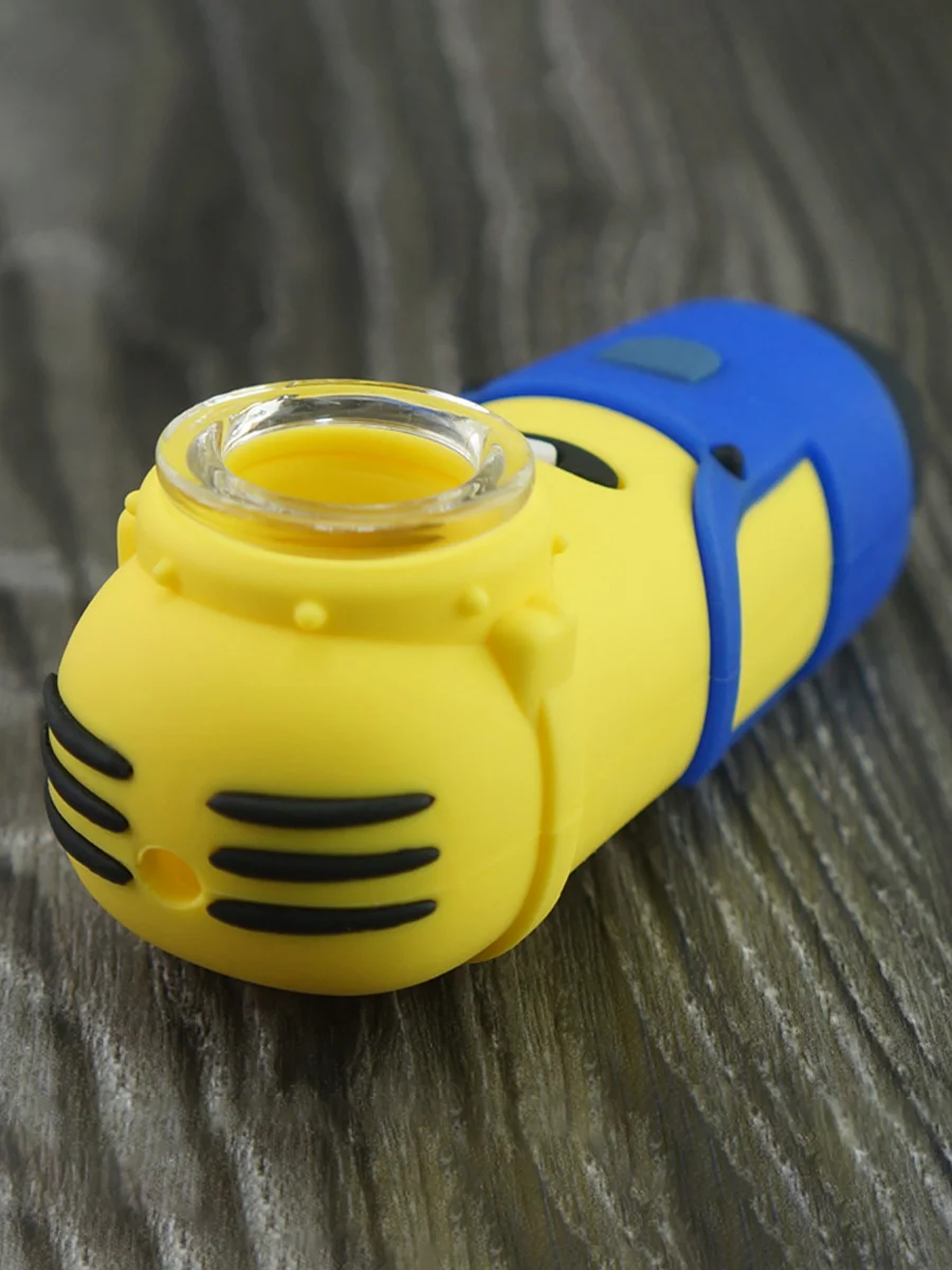 minions-silicone-hand-pipe-with-multi-hole-glass-screen-bowl2