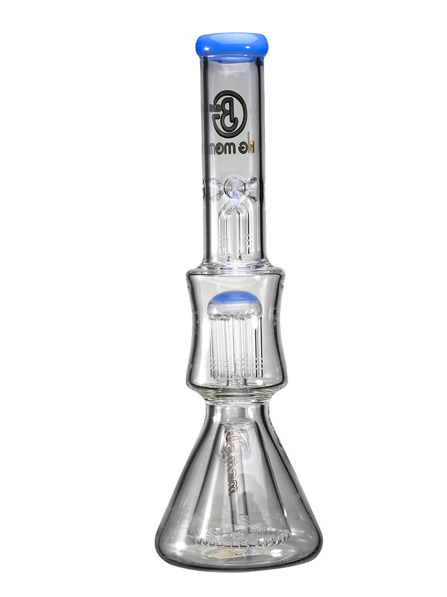 17" Big Mom Double Tree Perc Ice Beaker Glass Bong, Color: Jade Blue, 4 image 17" Big Mom Double Tree Perc Ice Beaker Glass Bong, Color: Jade Blue, 4 image
