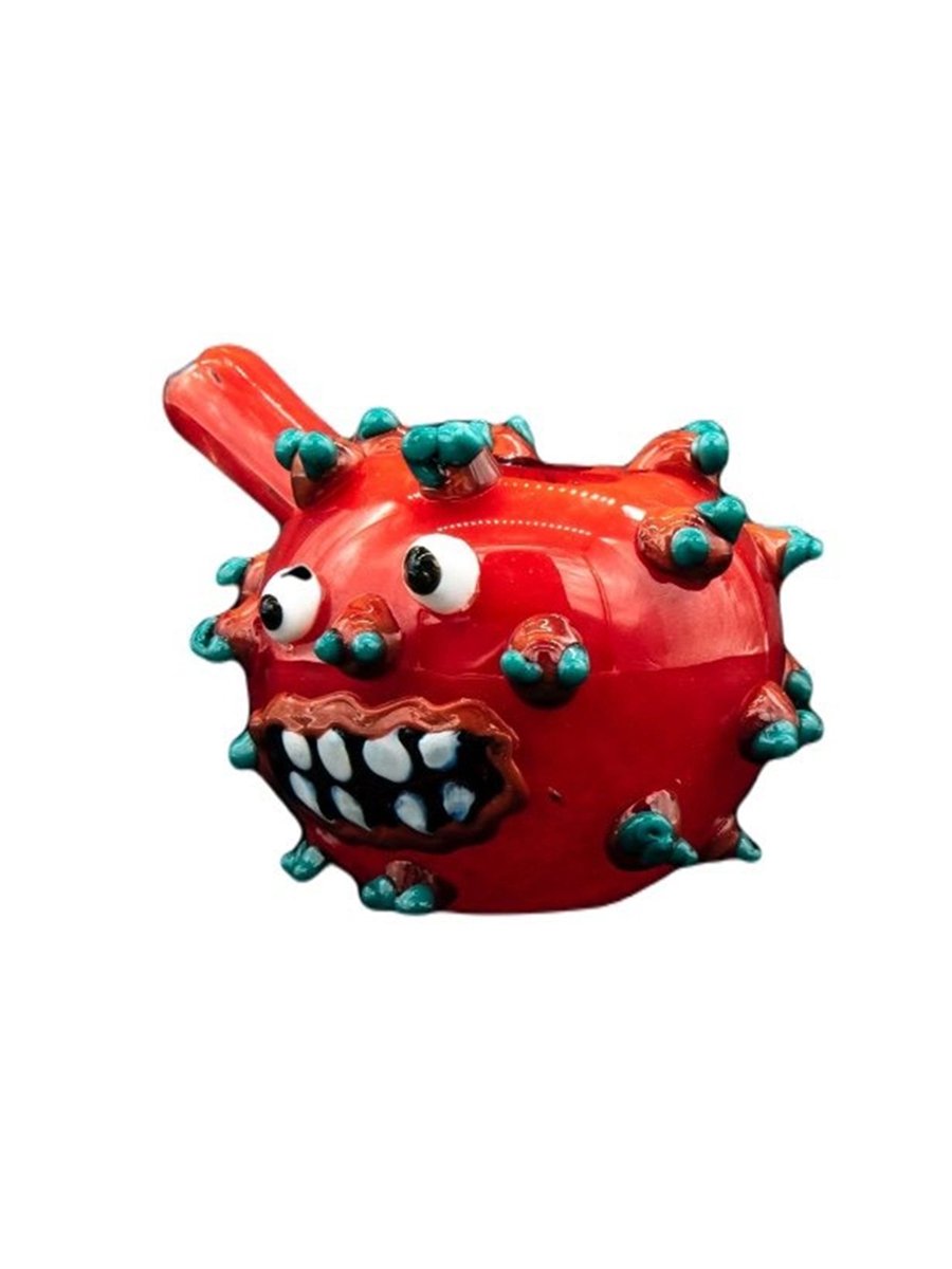 Red Coronavirus Glass Pipe Detail Red Coronavirus Glass Pipe Detail