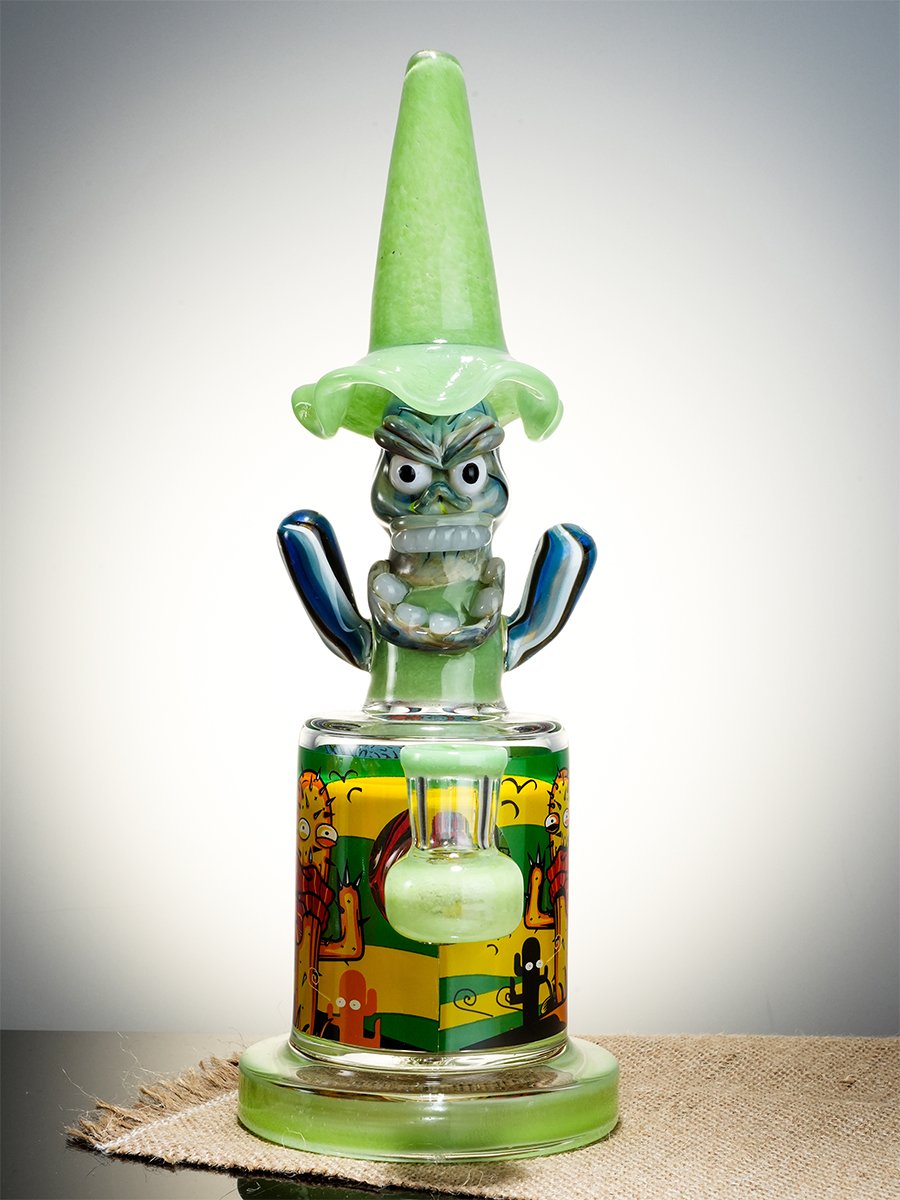 Green Cool Hooded Cactus Glass Water Pipe Green Cool Hooded Cactus Glass Water Pipe
