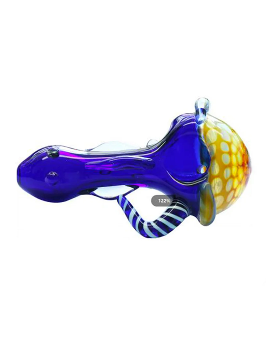 Striped Corner Blue Glass Pipe Striped Corner Blue Glass Pipe