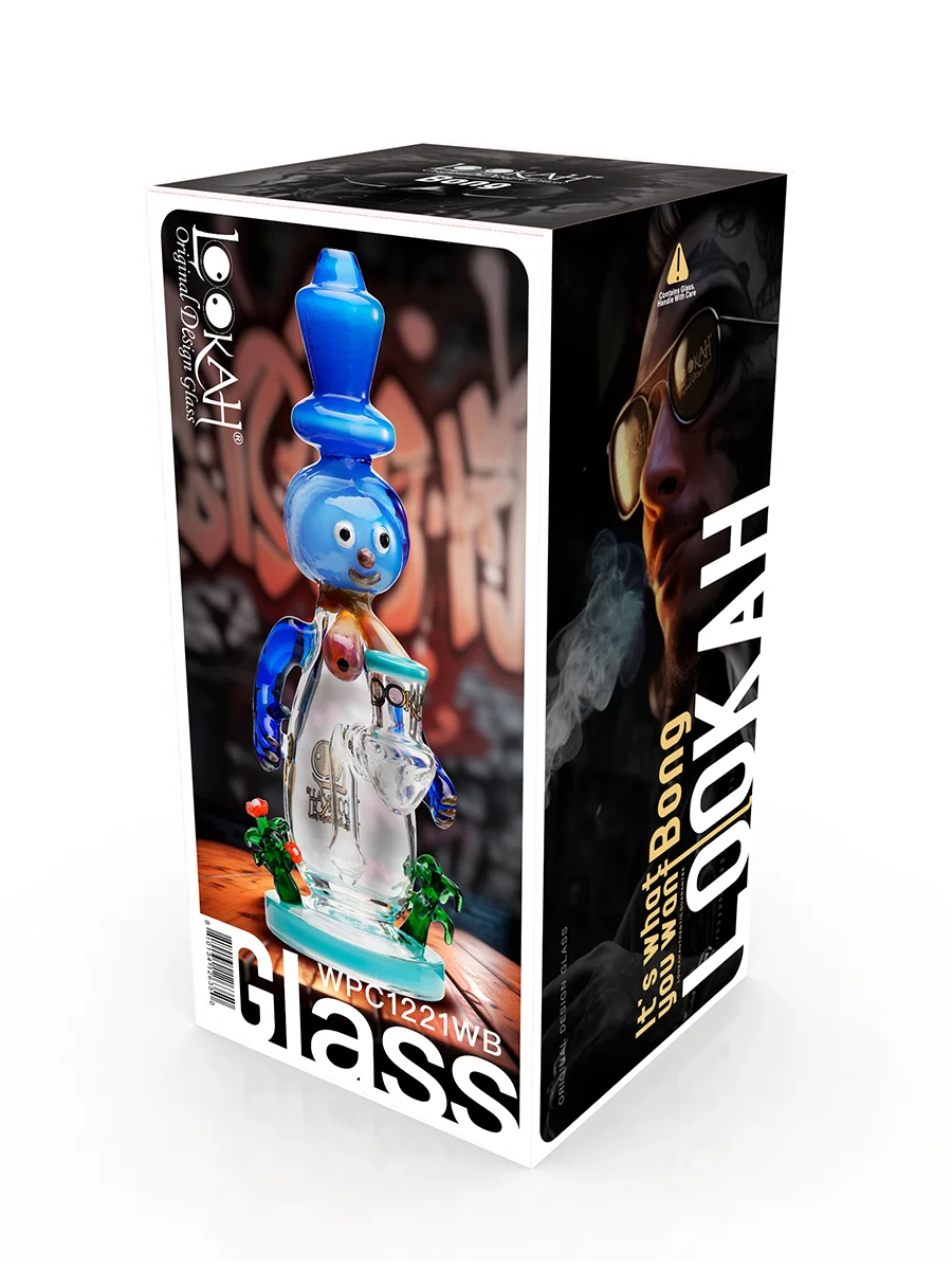 Lookah Rig 9.5" Cute Garden Snowman Dab Rig, Colors: Water Blue   