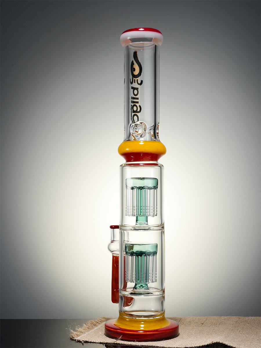 Lookah Bong 16" StraightTube Double Stacked Tree Perc Water Pipe, Colors: G, 2 image