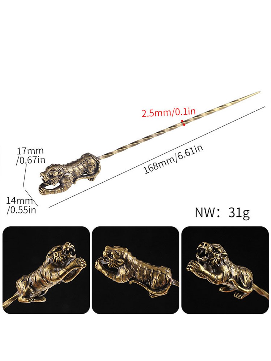 Brass Cigar Pin & Draw Tool, Attribute: Tiger , 2 image Brass Cigar Pin & Draw Tool, Attribute: Tiger , 2 image