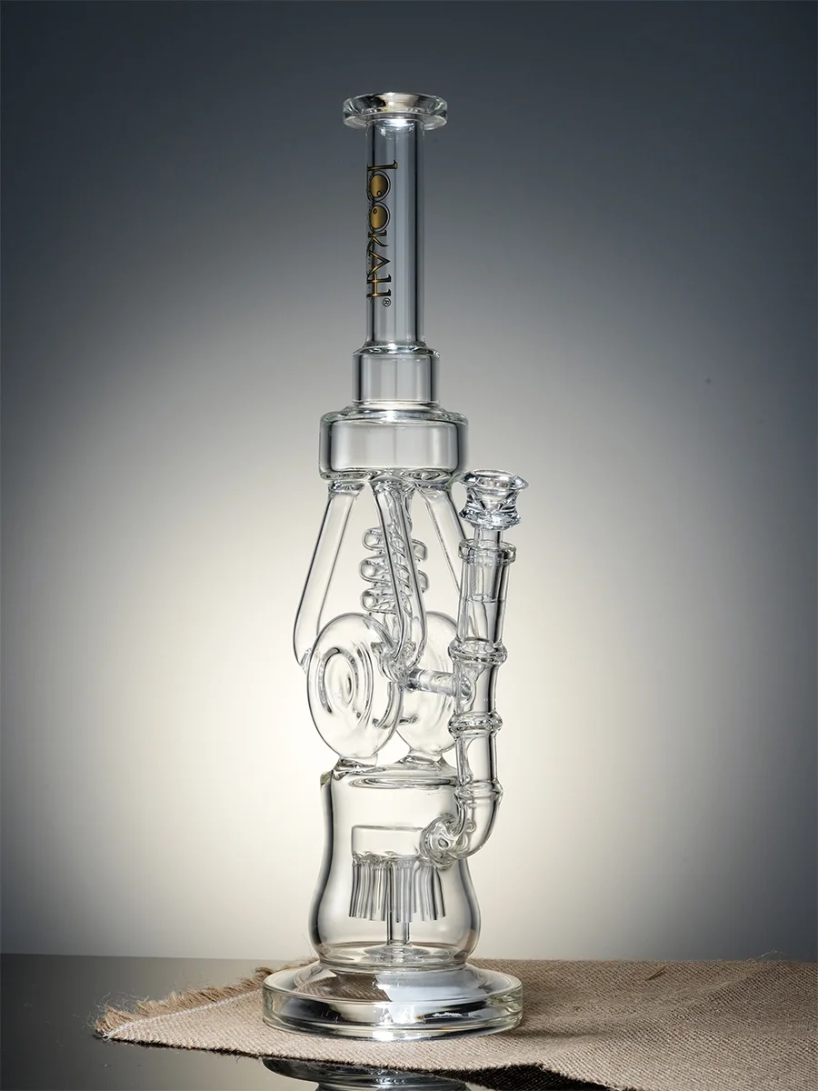Lookah Bong 15.7" Heavy-Duty Recycler Water Pipe, Colors: Clear, 6 image Lookah Bong 15.7" Heavy-Duty Recycler Water Pipe, Colors: Clear, 6 image