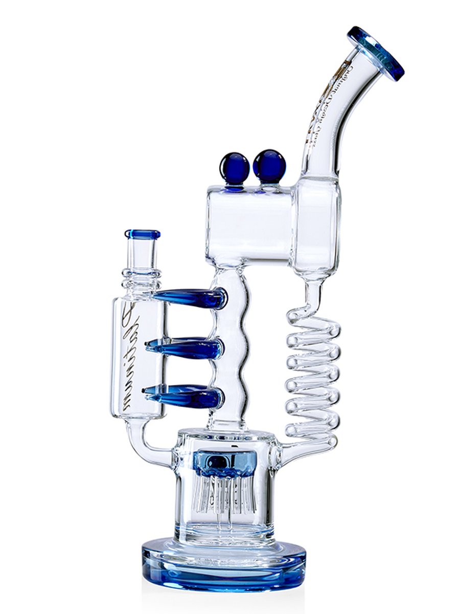 14" Cool Recycler Bong | Helix Water Pipe | Dual Chamber Precolator | Blue 14" Cool Recycler Bong | Helix Water Pipe | Dual Chamber Precolator | Blue