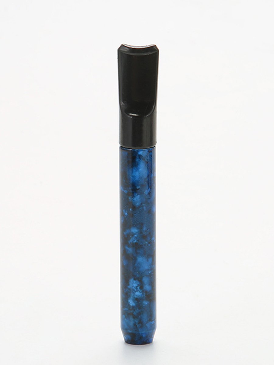 Blue Colorful Floral Chillum Pipe Blue Colorful Floral Chillum Pipe