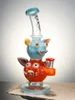 Water Blue  Cute Double Piggy Dab Rig