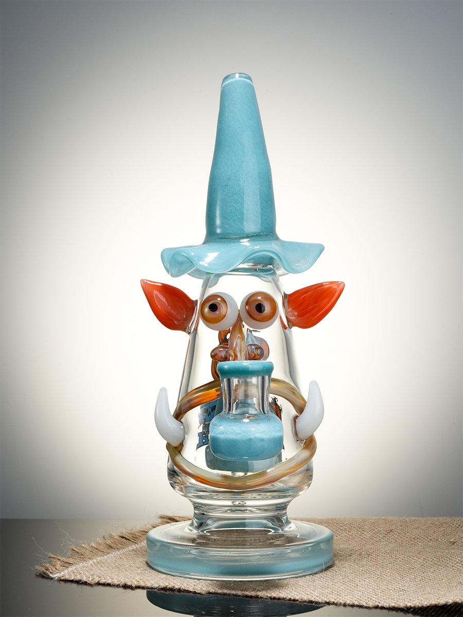 9" Mini Wizard Glass Dab Rig - Water Blue, Colors: Water Blue   