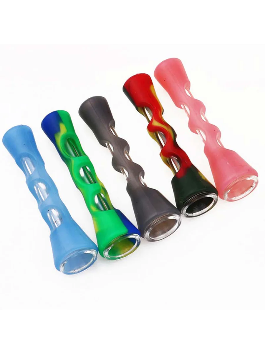 Silicone Glass Chillum Pipe 2pcs
