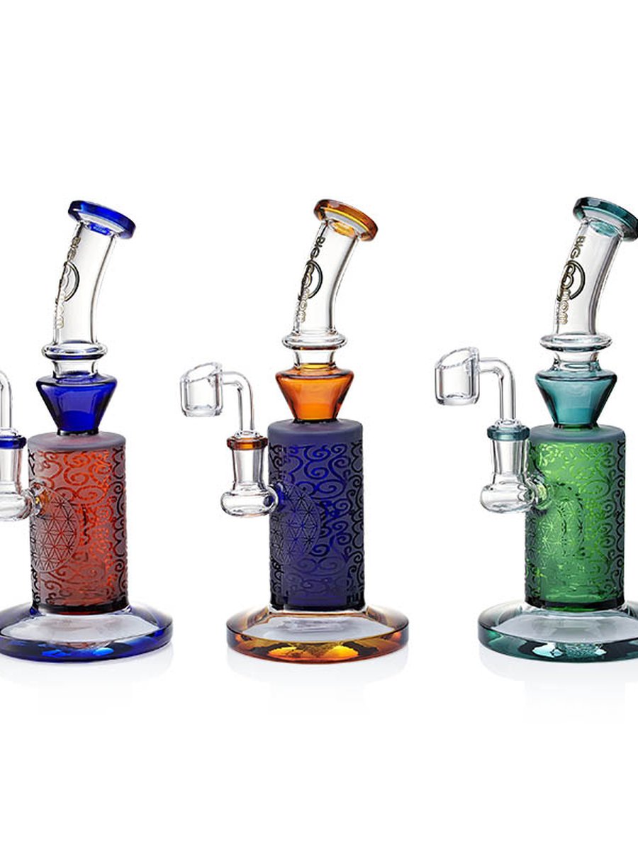 9” Sacred Geometric Frosted Glass Dab Rig, 2 image