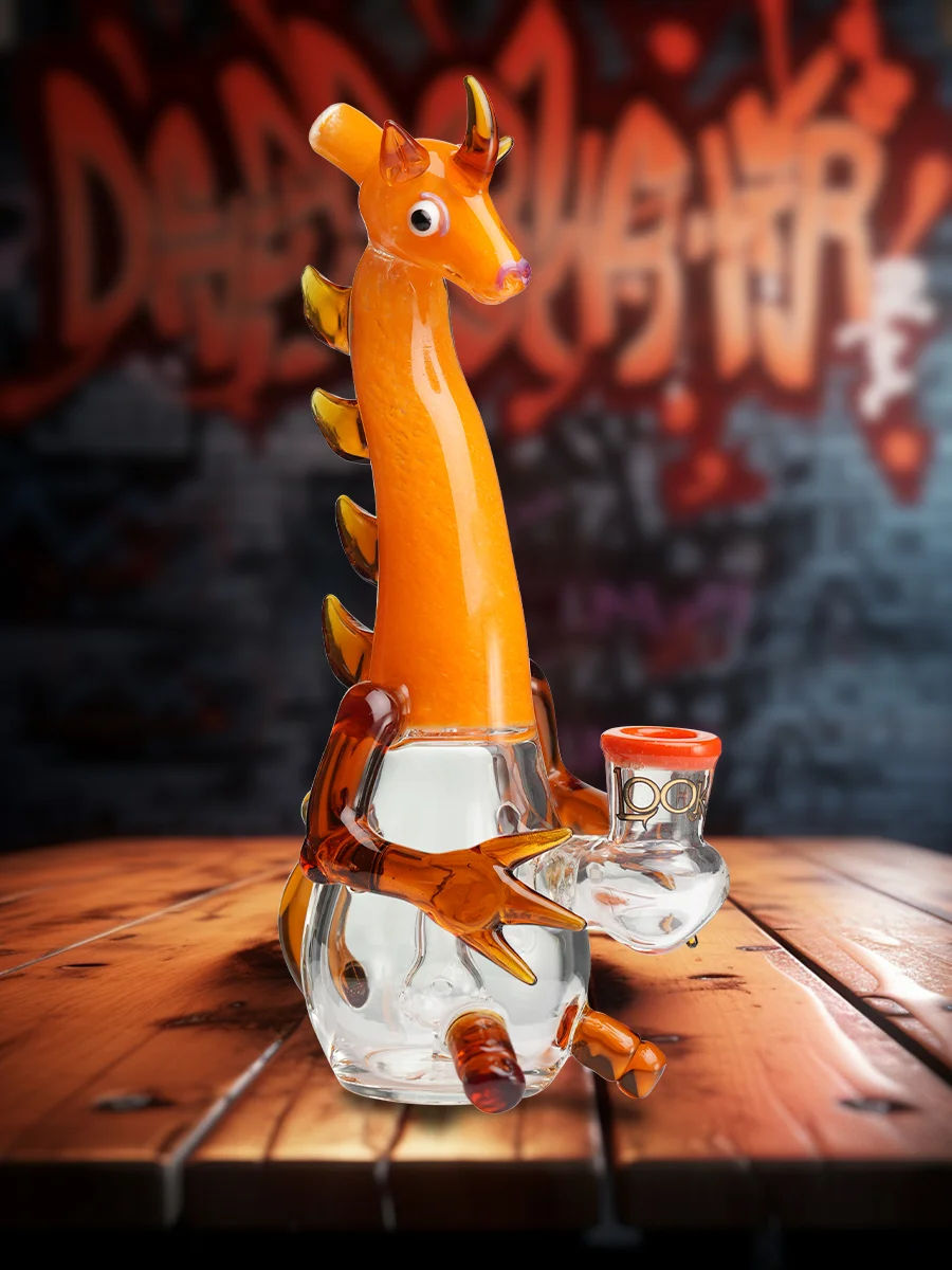 Lookah Bong 8.6" Mini Cute Elegant Hippo Glass Water Pipe orang Lookah Bong 8.6" Mini Cute Elegant Hippo Glass Water Pipe orang