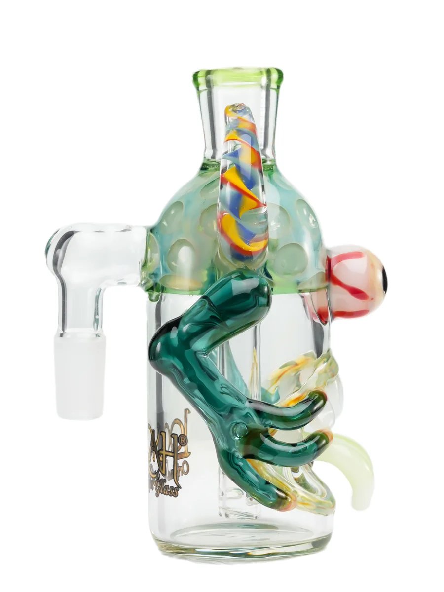 14mm Joint 90-degree Playfull Monster Ash Catcher, Colors: Black Green, 4 image 14mm Joint 90-degree Playfull Monster Ash Catcher, Colors: Black Green, 4 image
