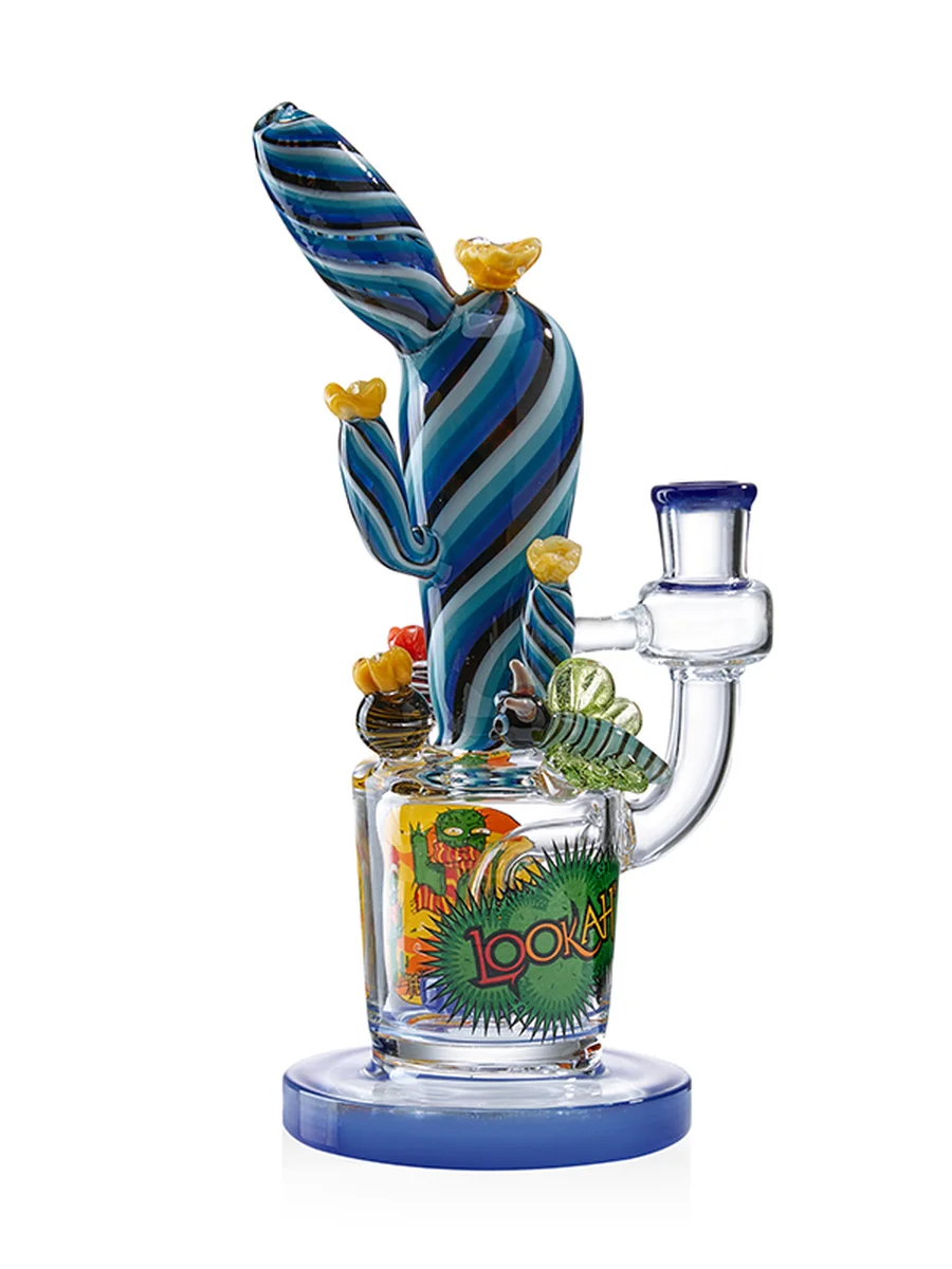Lookah Bong 12" Cute Cactus Glass Water Pipe - Dark Blue, Colors: Dark Blue, 3 image