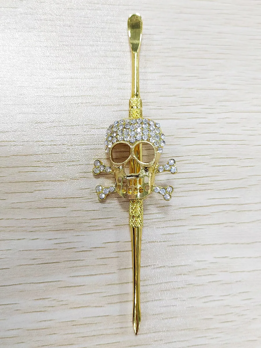 Skull-Inlaid Diamond Scoop and Spear Point Dab Tool